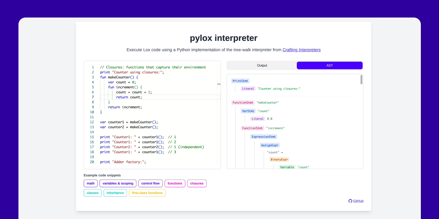 Screenshot of pylox